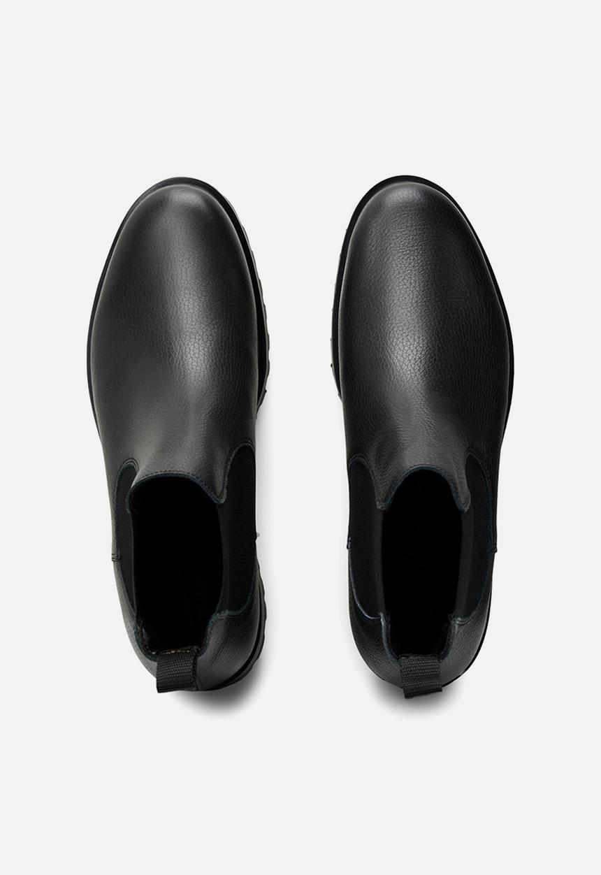 Jack & Jones - Mannus leather chelsea boot - black