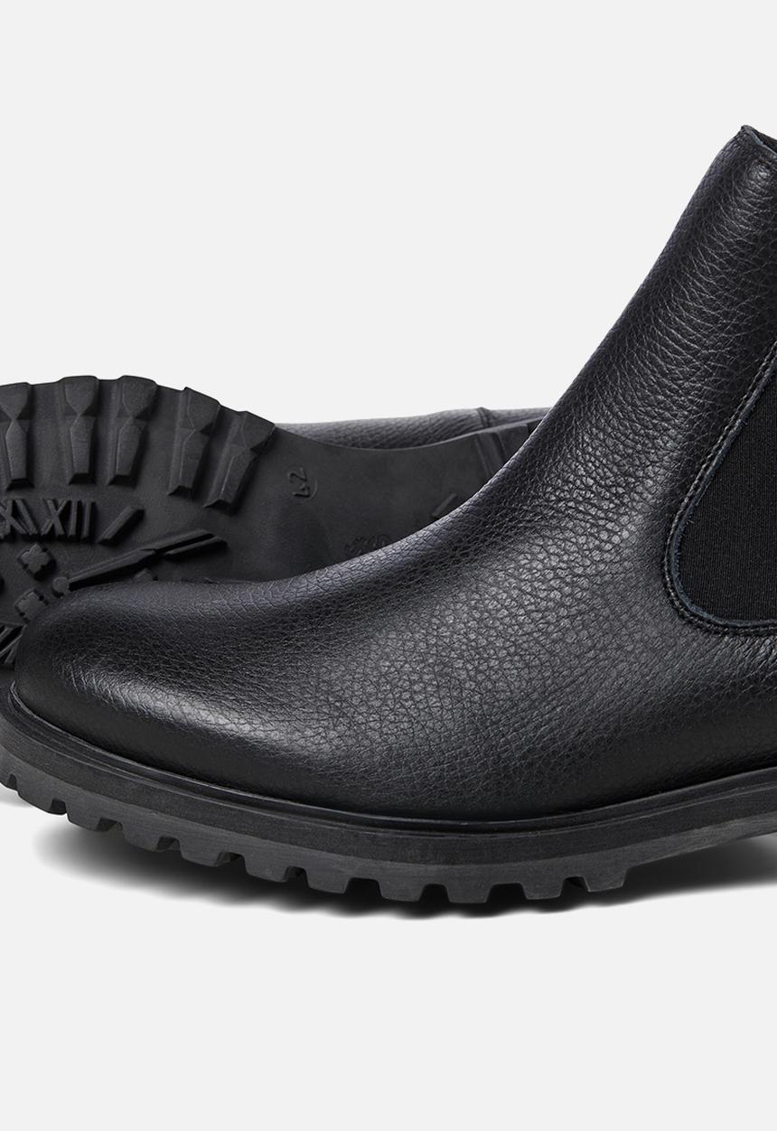 Jack & Jones - Mannus leather chelsea boot - black