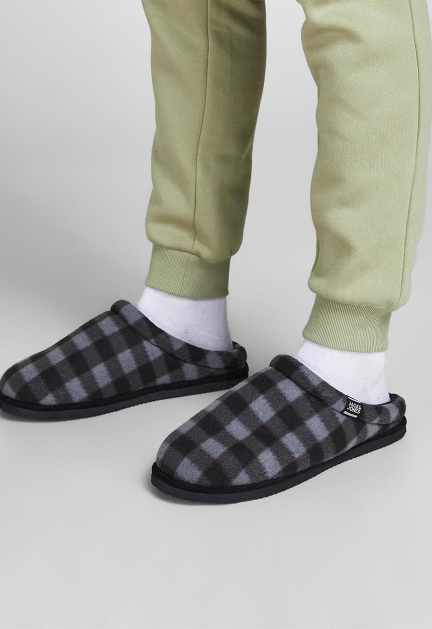 Jack & Jones - Jafar check 2.0 slipper - frost gray