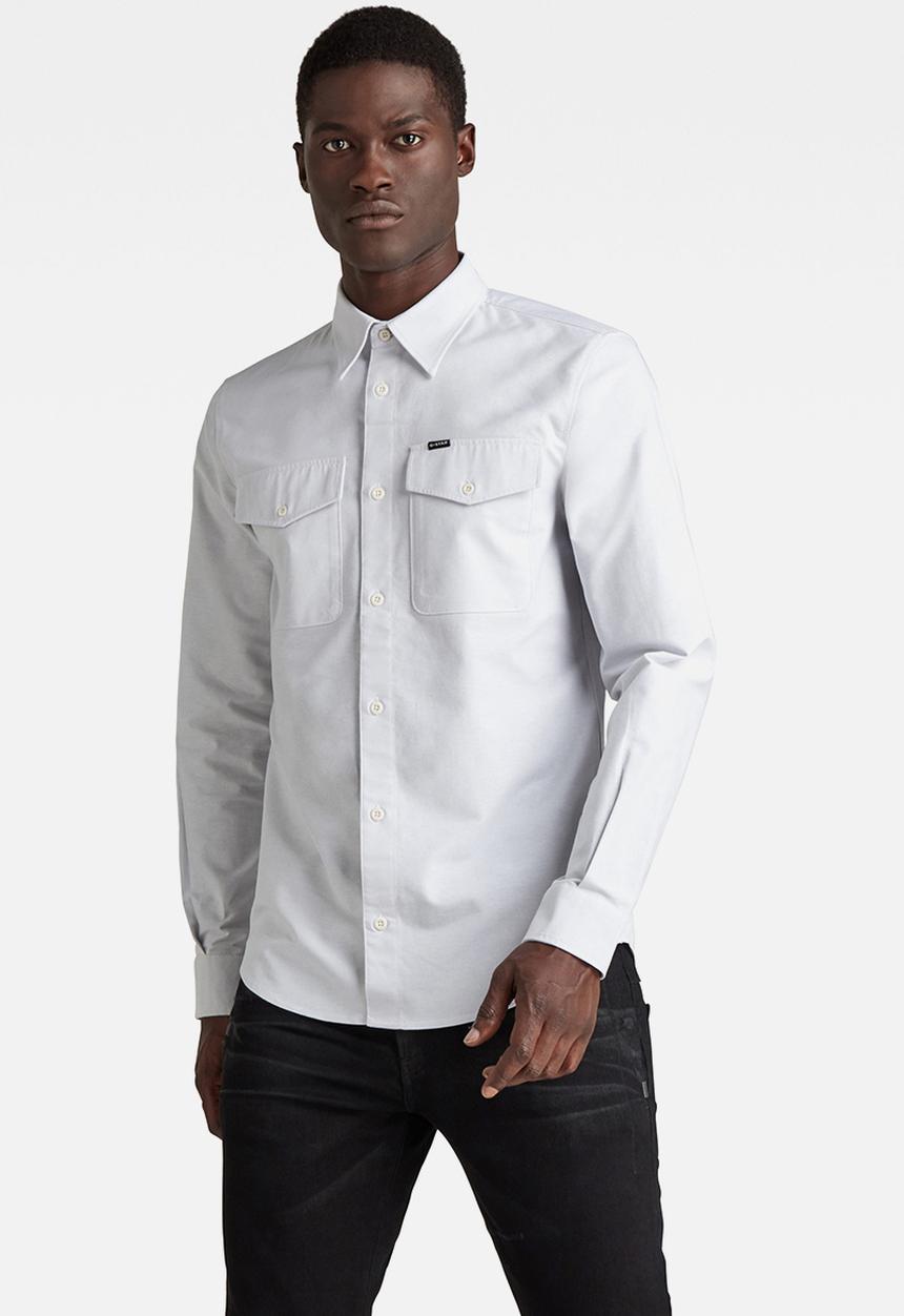 G-STAR - Marine slim shirt - oyster blue/white oxford