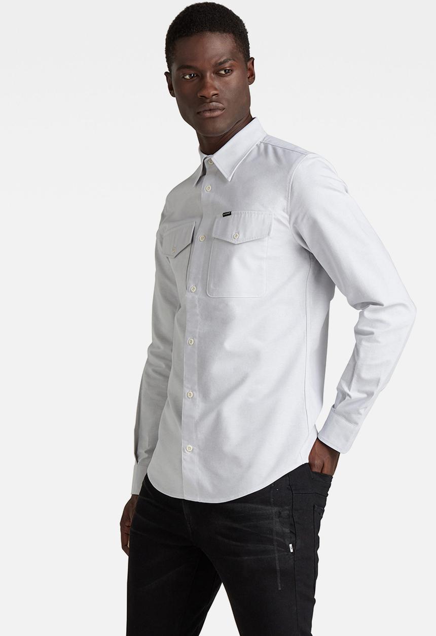 G-STAR - Marine slim shirt - oyster blue/white oxford