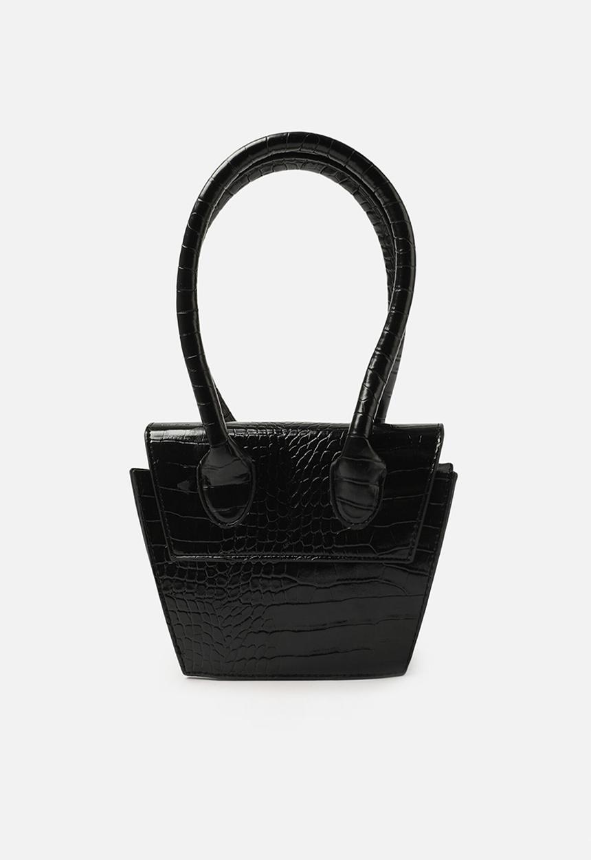 Trendyol - Faux croc trapeze shoulder bag -  black