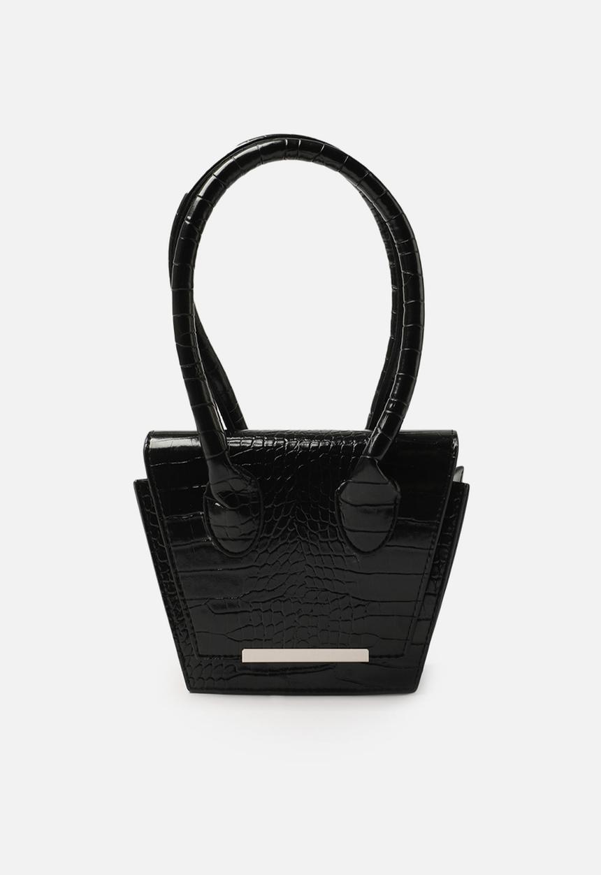 Trendyol - Faux croc trapeze shoulder bag -  black