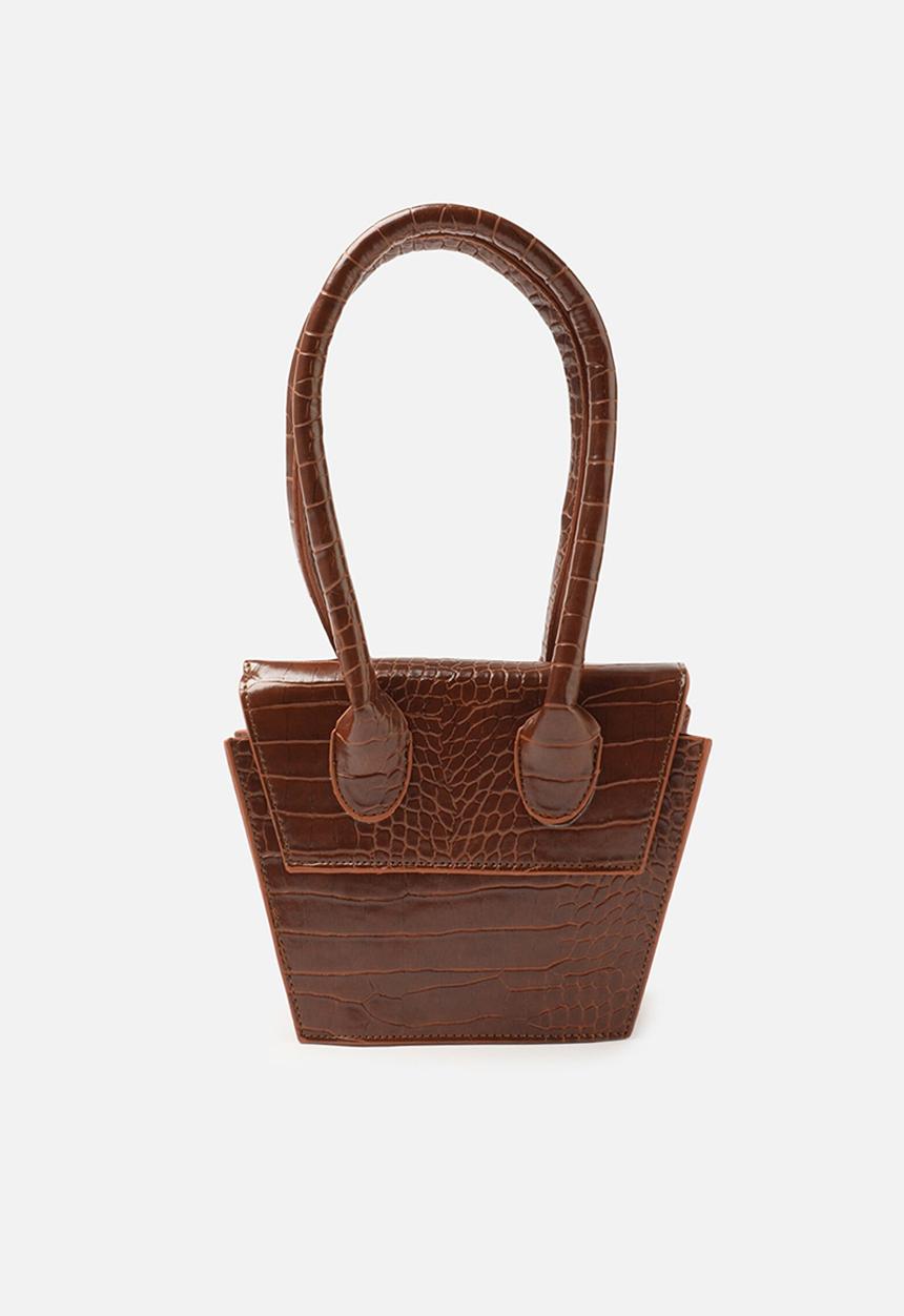 Trendyol - Faux croc trapeze shoulder bag - tobacco