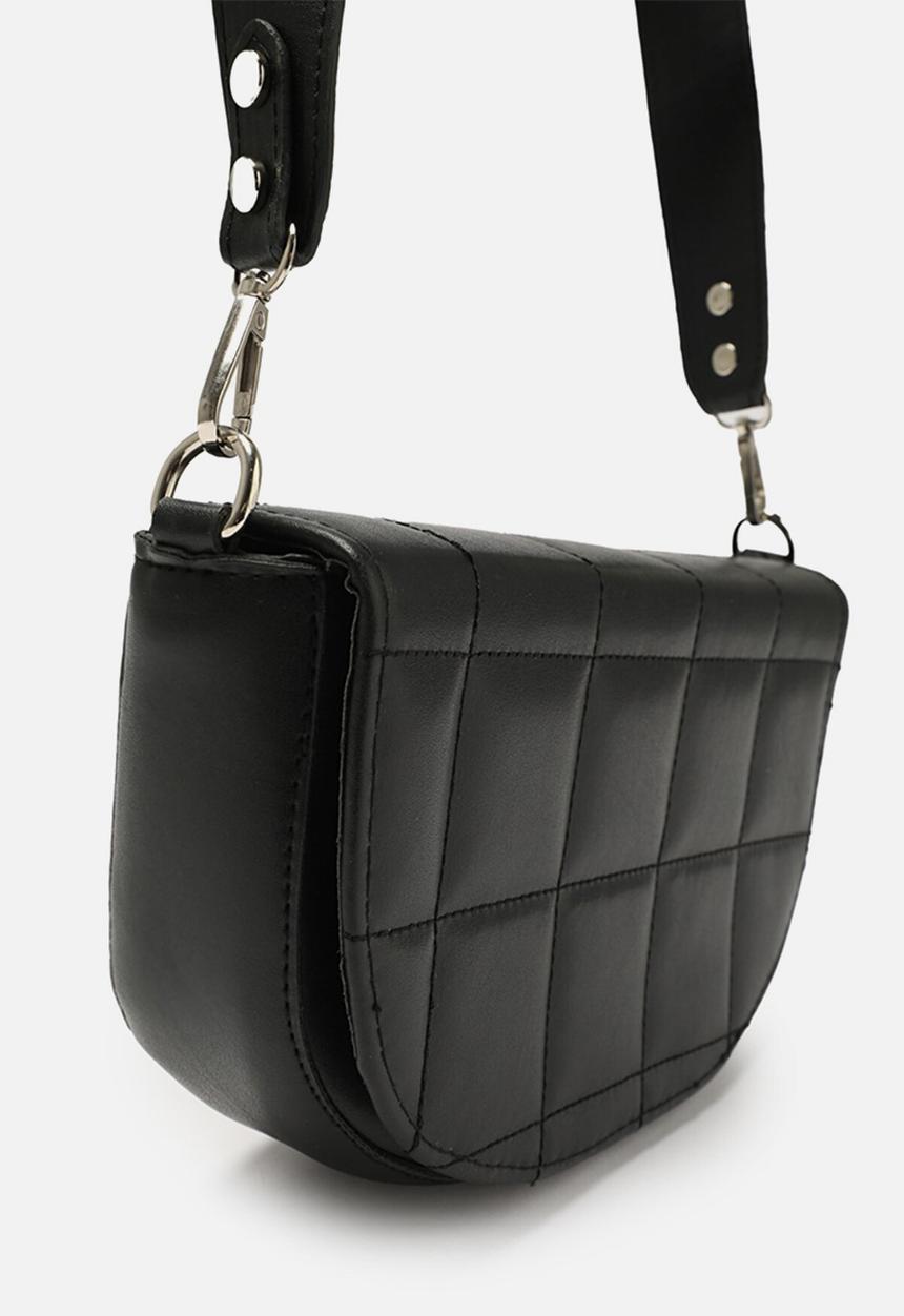 Trendyol - Square quilt half moon shoulder bag - black
