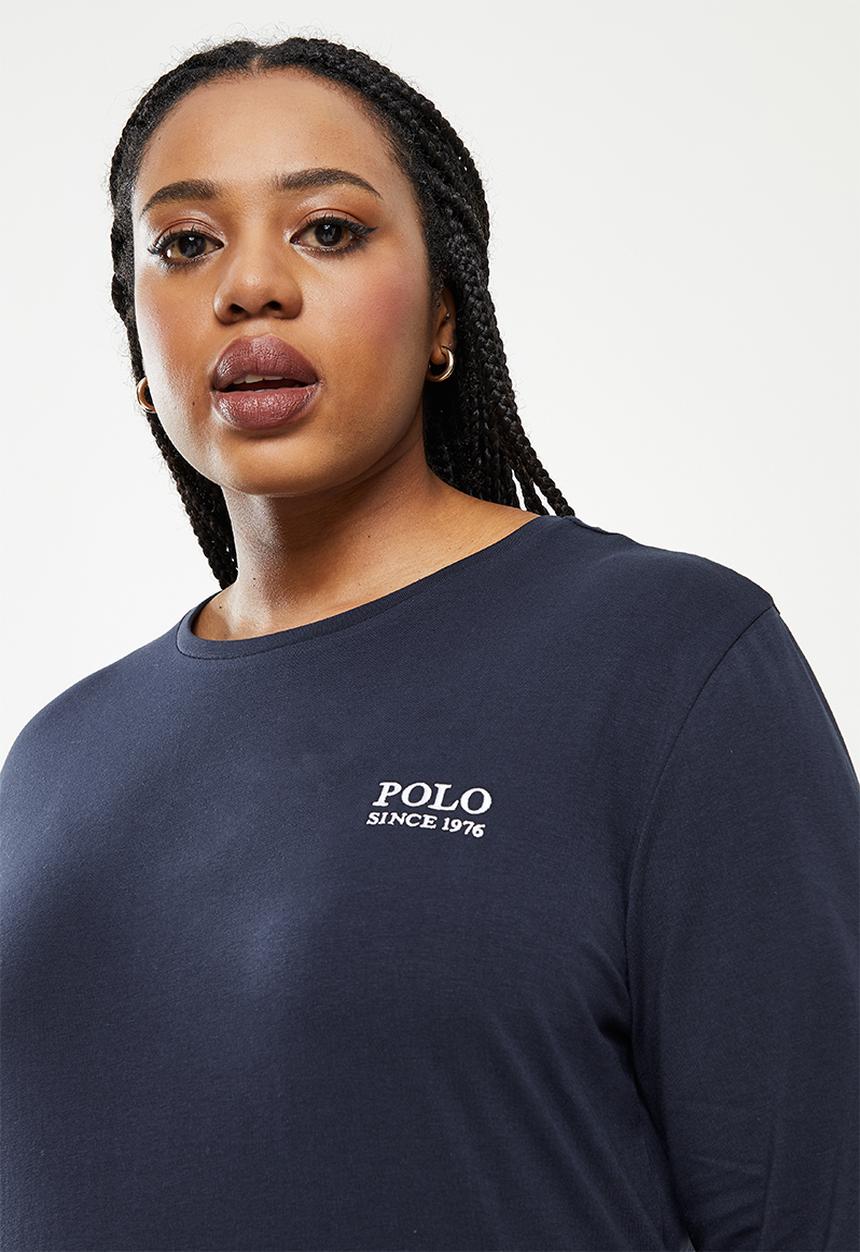 POLO - Plus wmn long sleeve logo tee - navy
