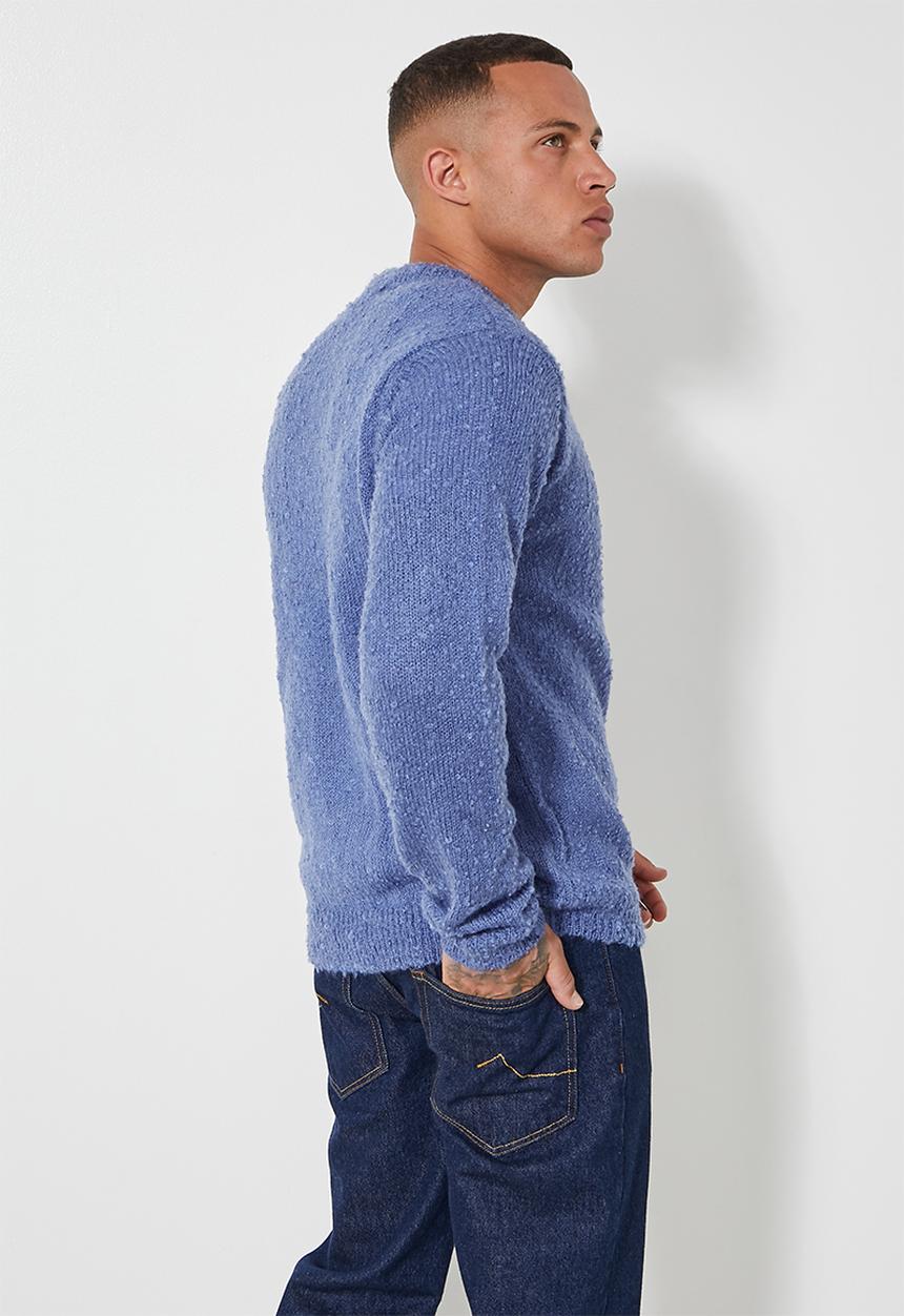 Superbalist - Regular fit textured boucle knit - blue