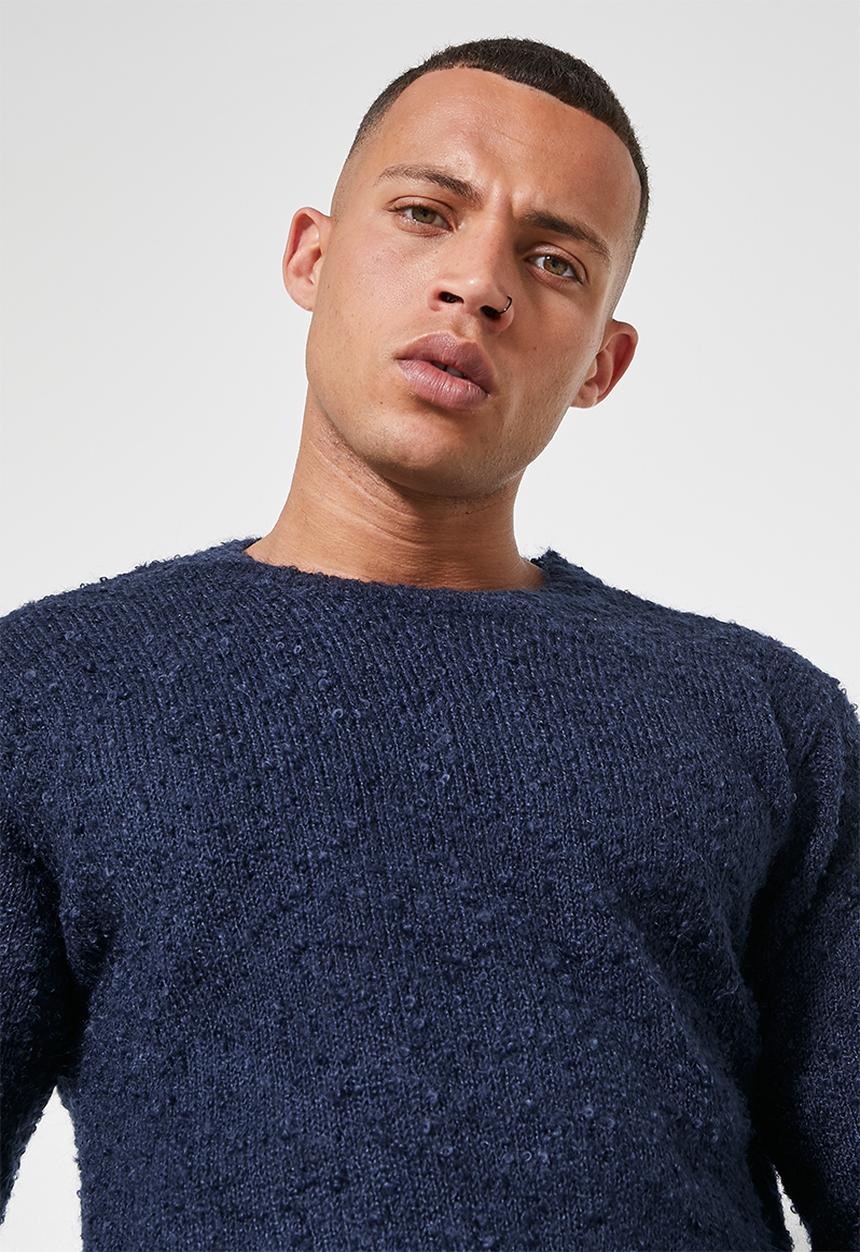 Superbalist - Regular fit textured boucle knit - navy