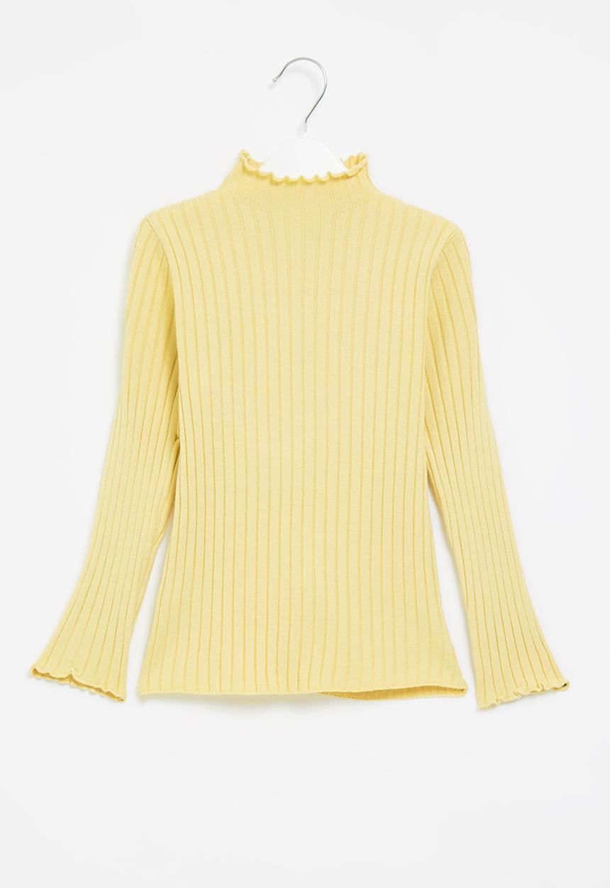 Pop Candy - Girls lettuce turtle neck - yellow