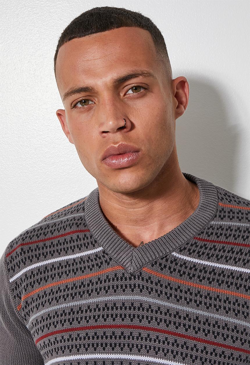 Superbalist - Slim fit pattern v-neck knit - multi