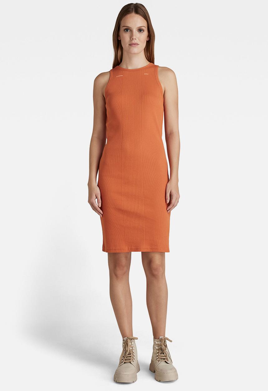 G-STAR - Engineered rib tank dress - burned orange