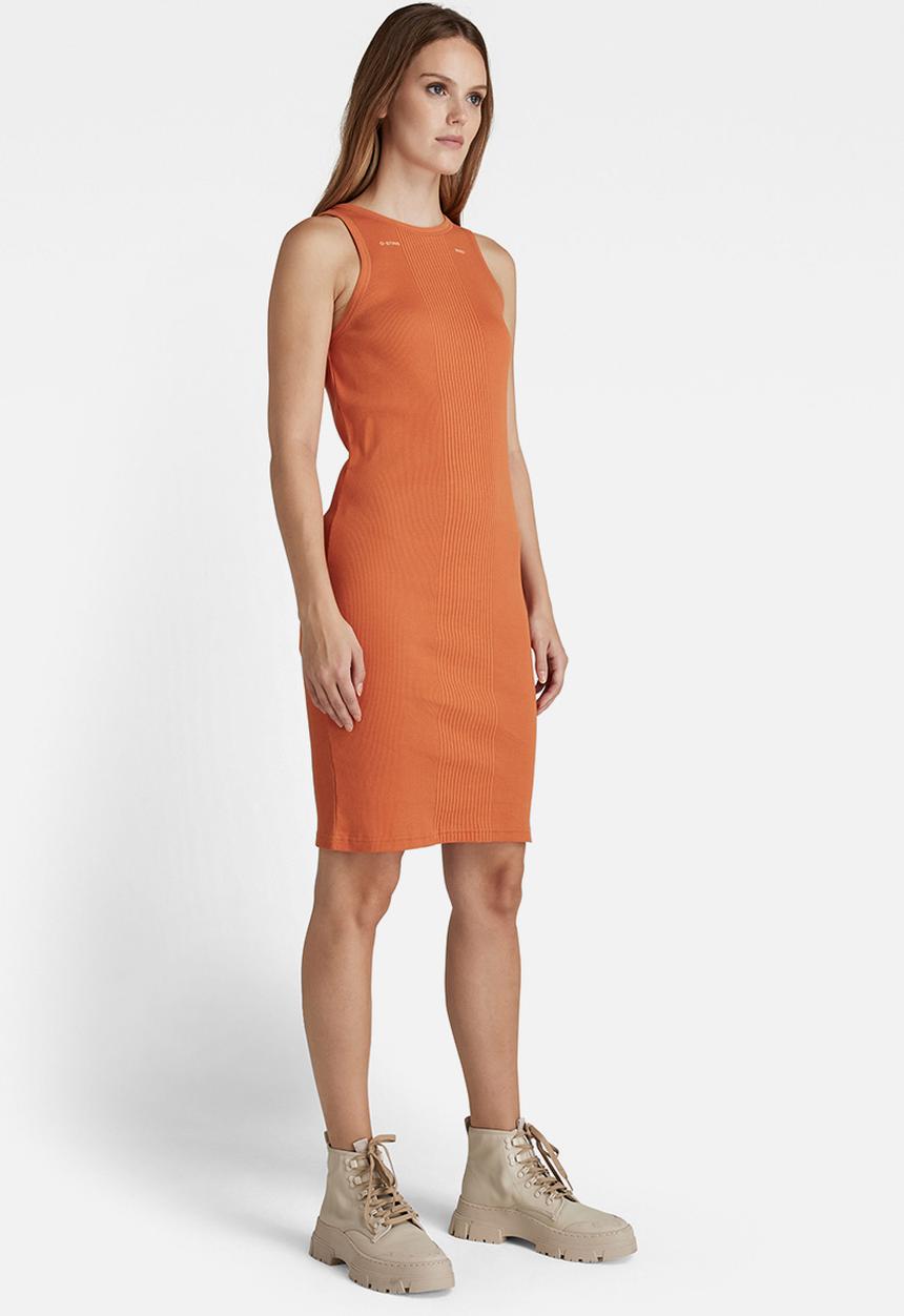 G-STAR - Engineered rib tank dress - burned orange