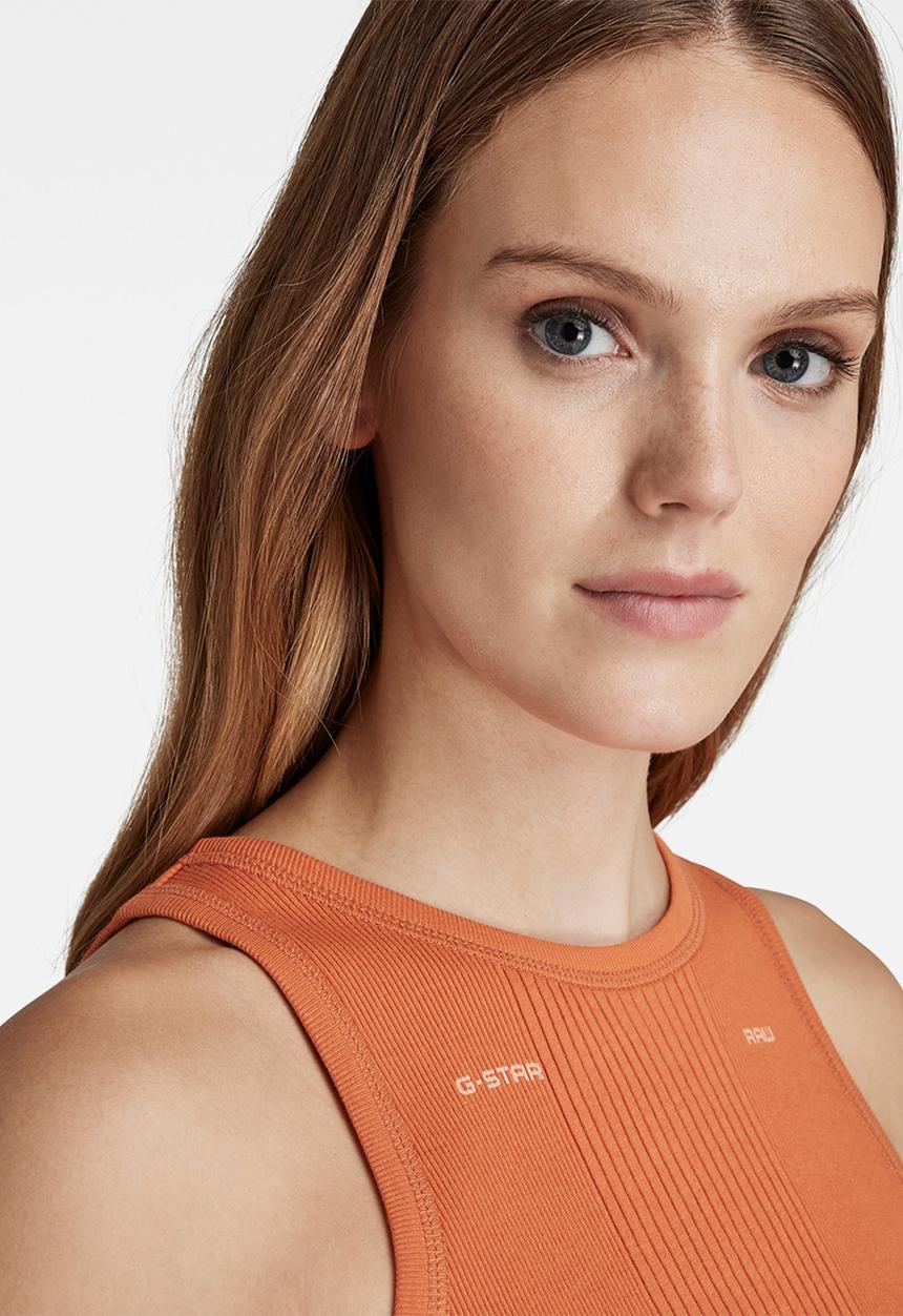 G-STAR - Engineered rib tank dress - burned orange