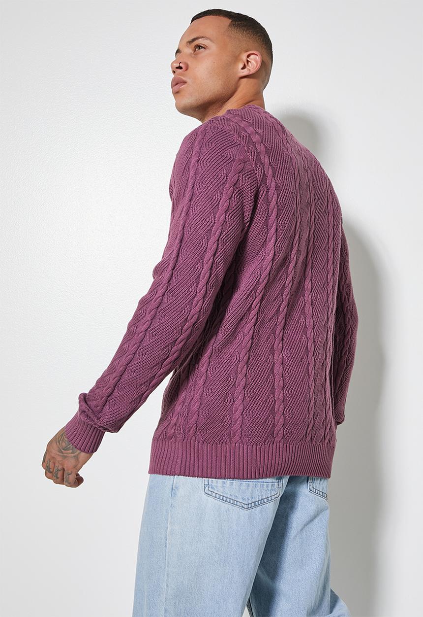 Superbalist - Regular fit cable knit - purple
