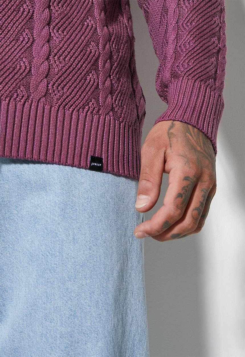 Superbalist - Regular fit cable knit - purple