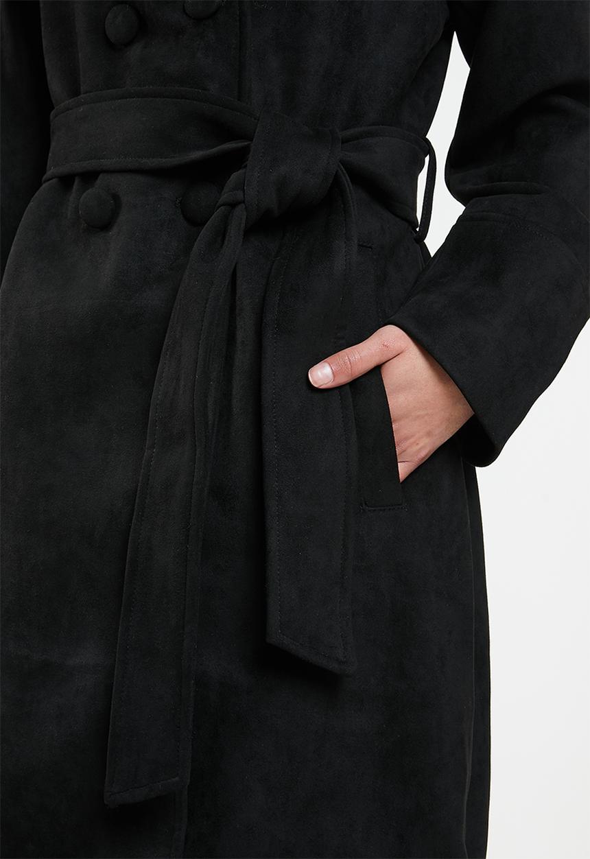 Missguided - Petite formal coat with faux fur collar - black