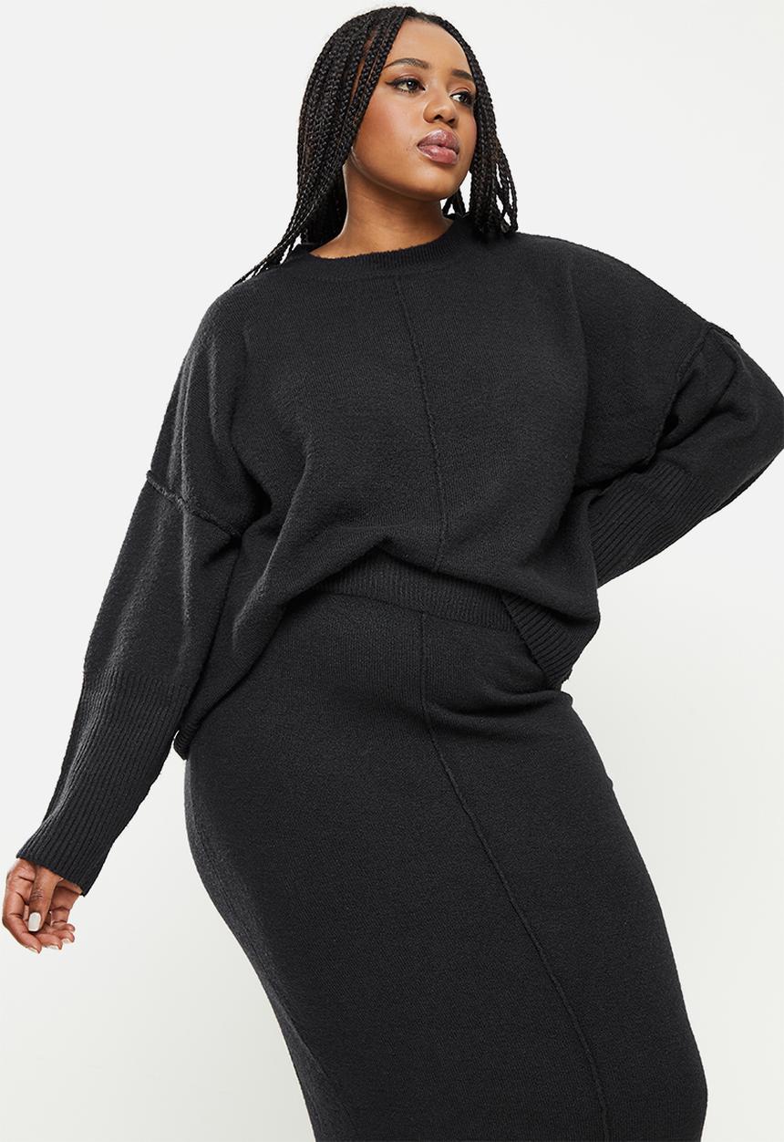 Missguided - Plus recycled seam front jumper co-ord - black