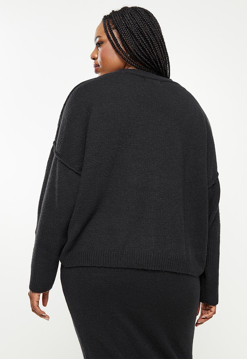 Missguided - Plus recycled seam front jumper co-ord - black