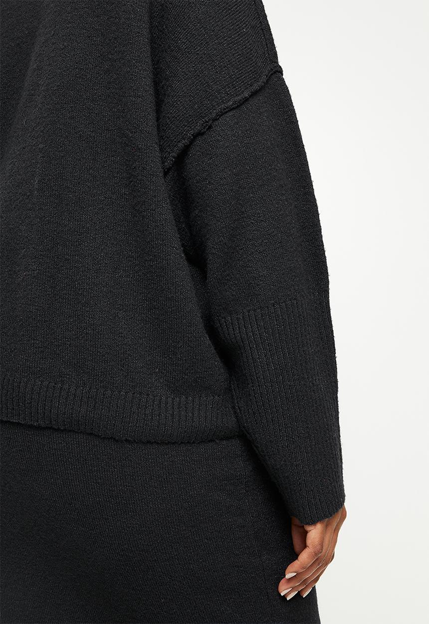 Missguided - Plus recycled seam front jumper co-ord - black