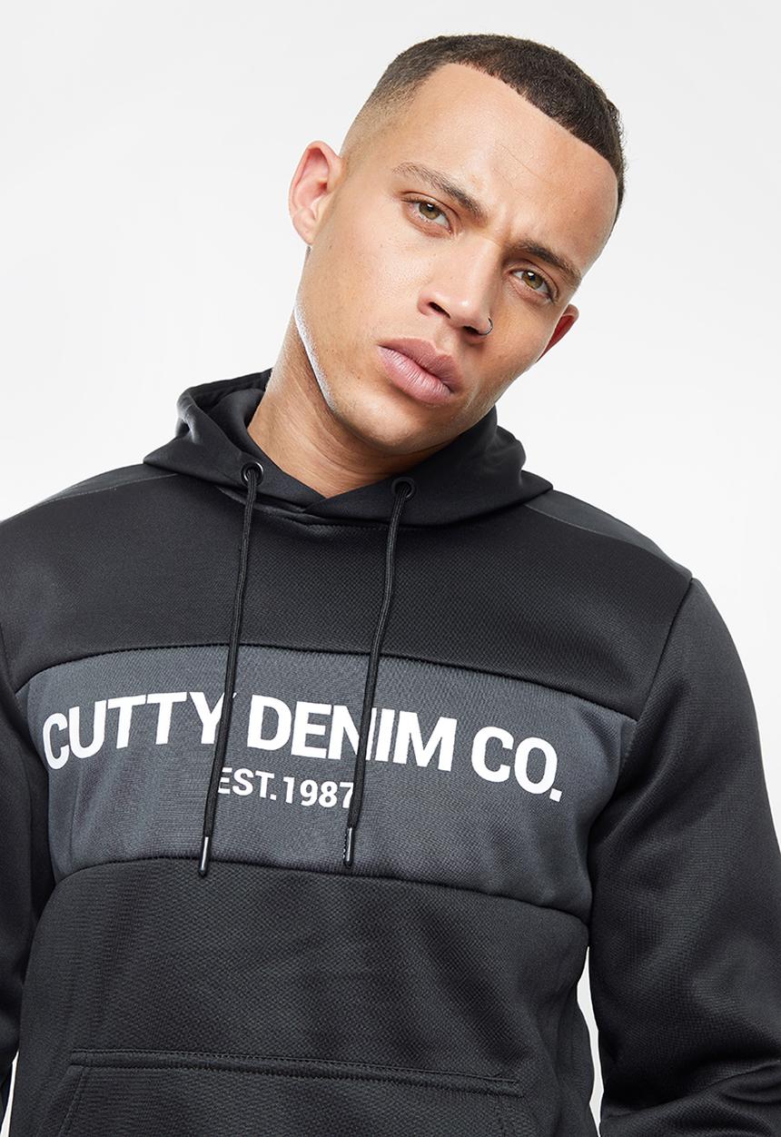 Cutty - Tucker regular fit hooded sweater - black & grey