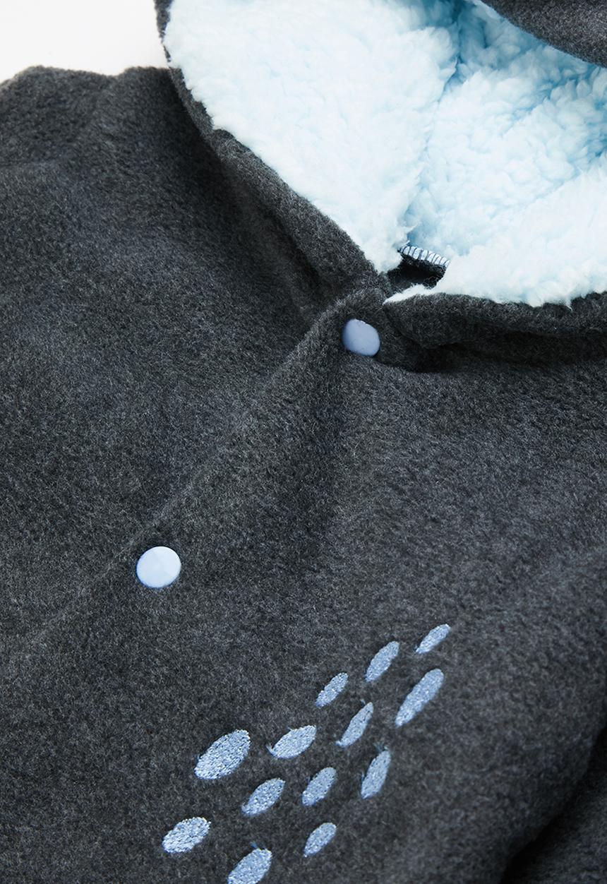 Little Lumps - Bear spotted polar babygro - charcoal/blue lining