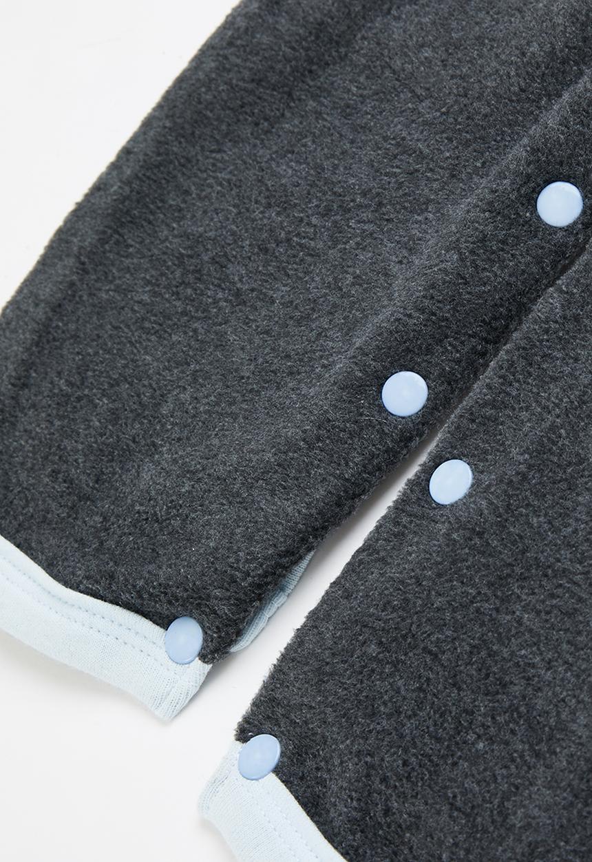 Little Lumps - Bear spotted polar babygro - charcoal/blue lining