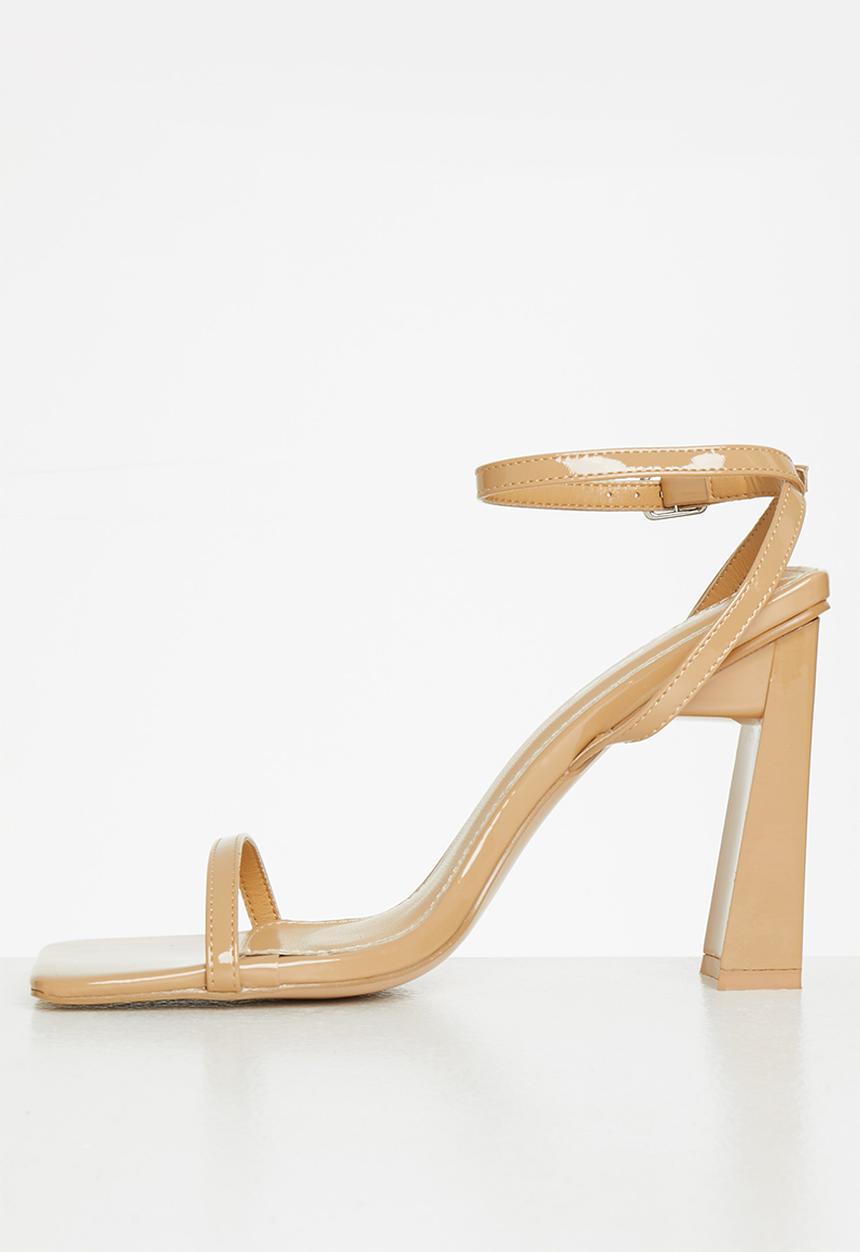 Public Desire - Charlotte square toe heel - camel patent