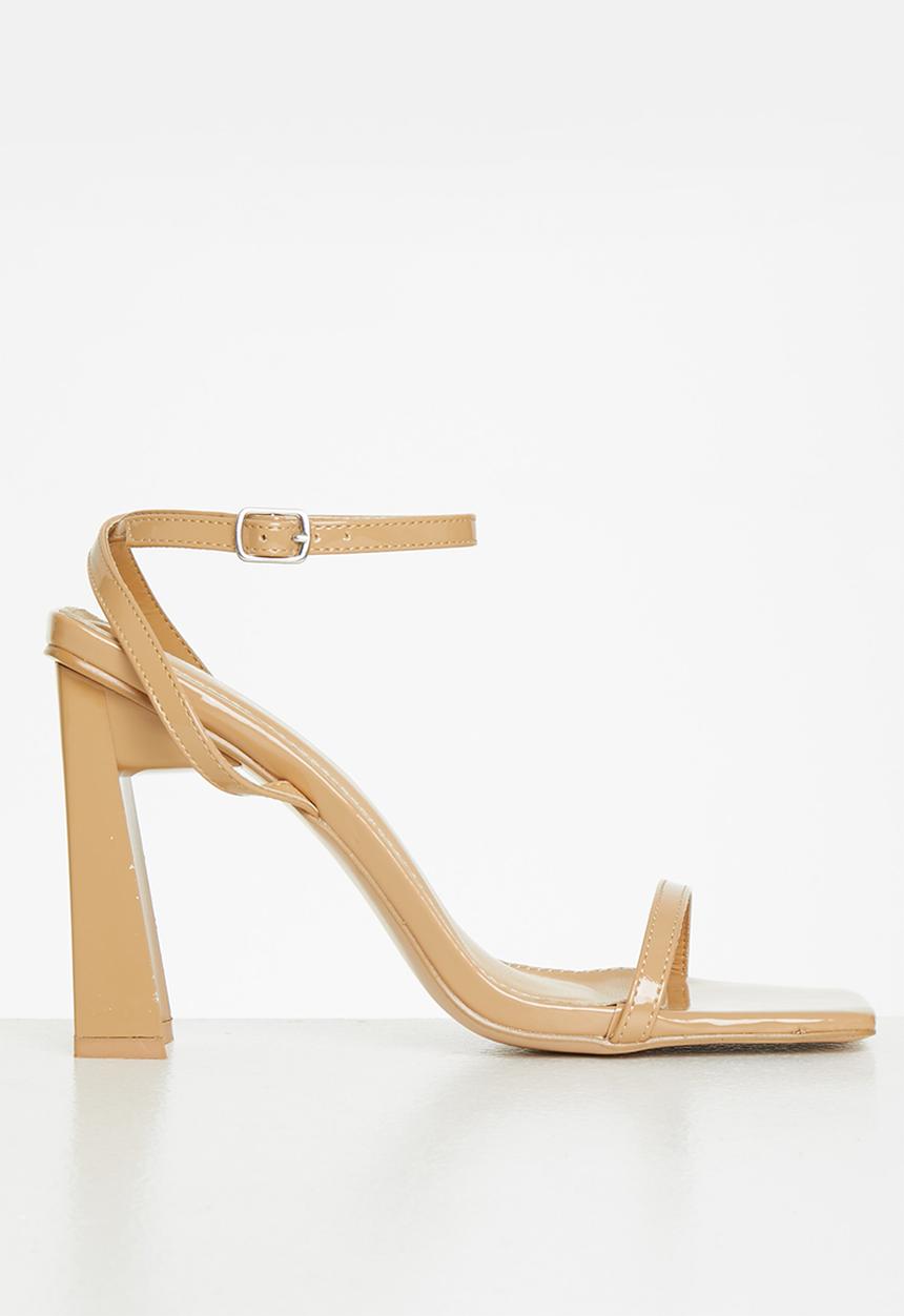 Public Desire - Charlotte square toe heel - camel patent