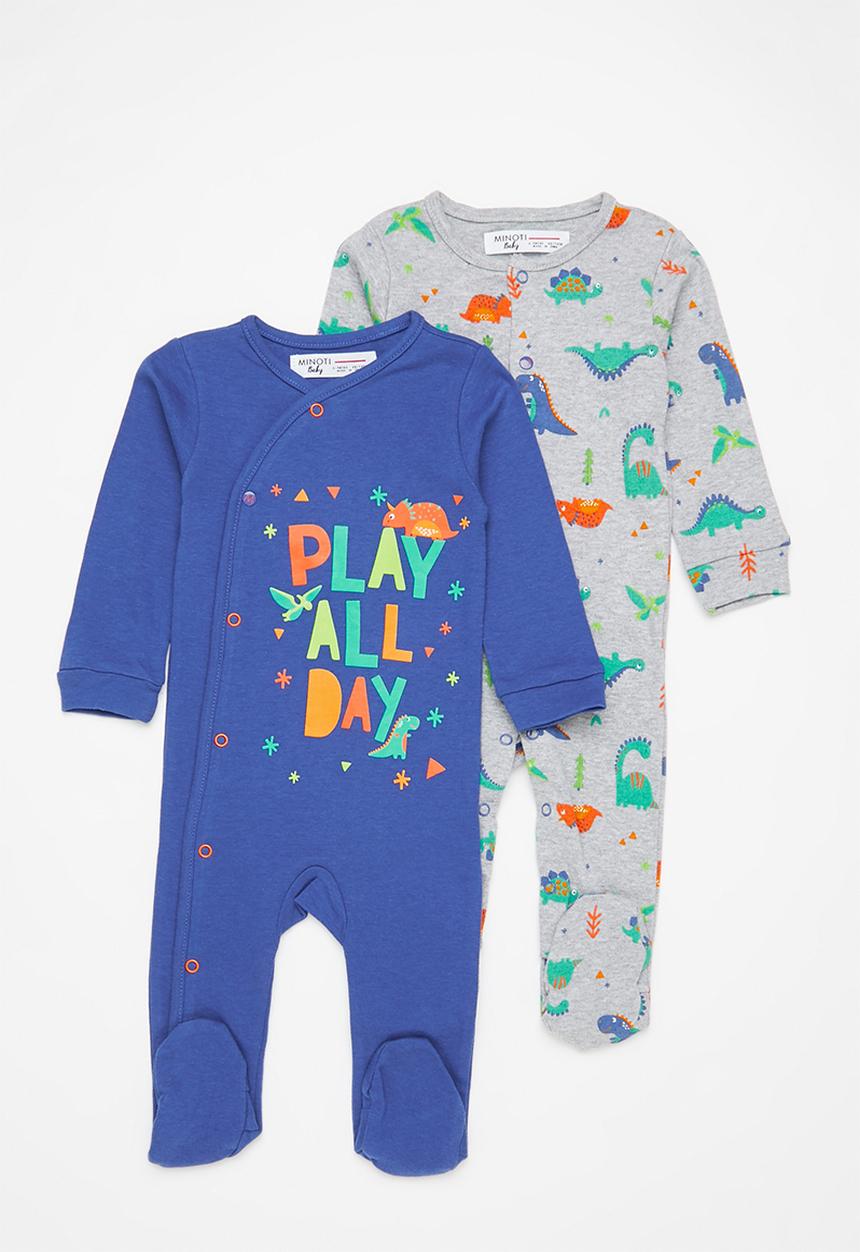 MINOTI - 2-pack baby sleepsuits - navy/grey