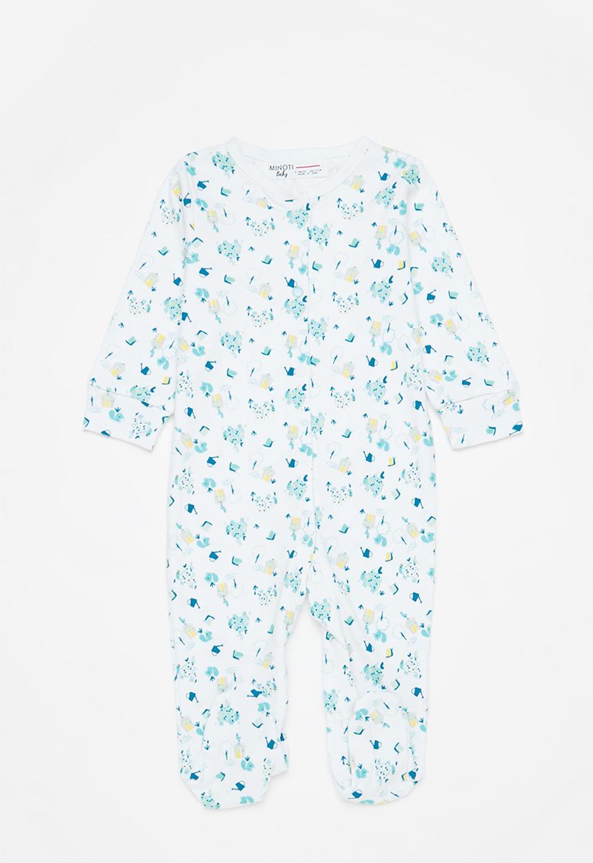 MINOTI - 2-pack baby sleepsuits - white & blue