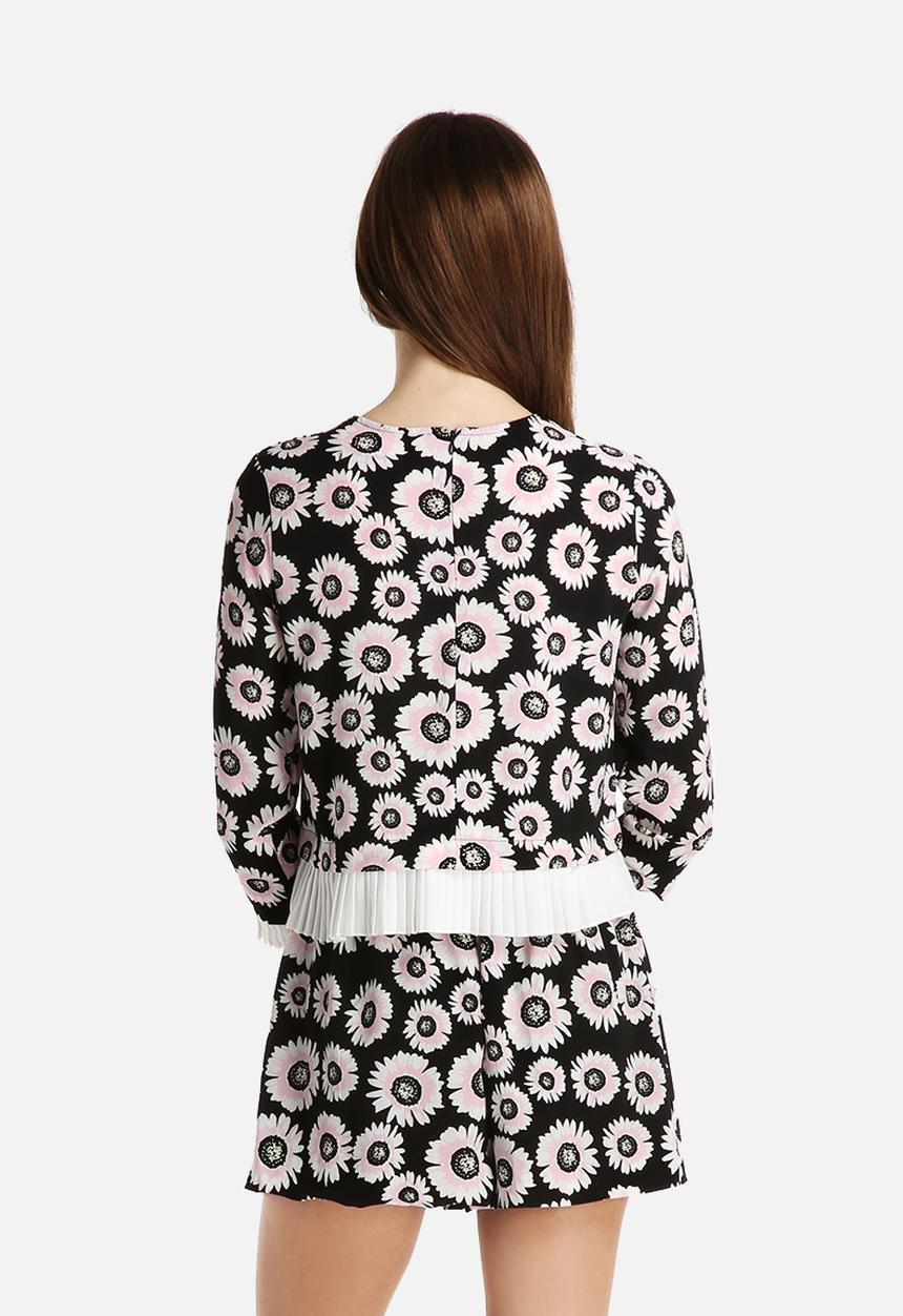 Dahlia - Pleat Hem and Cuff Sunflower Top
