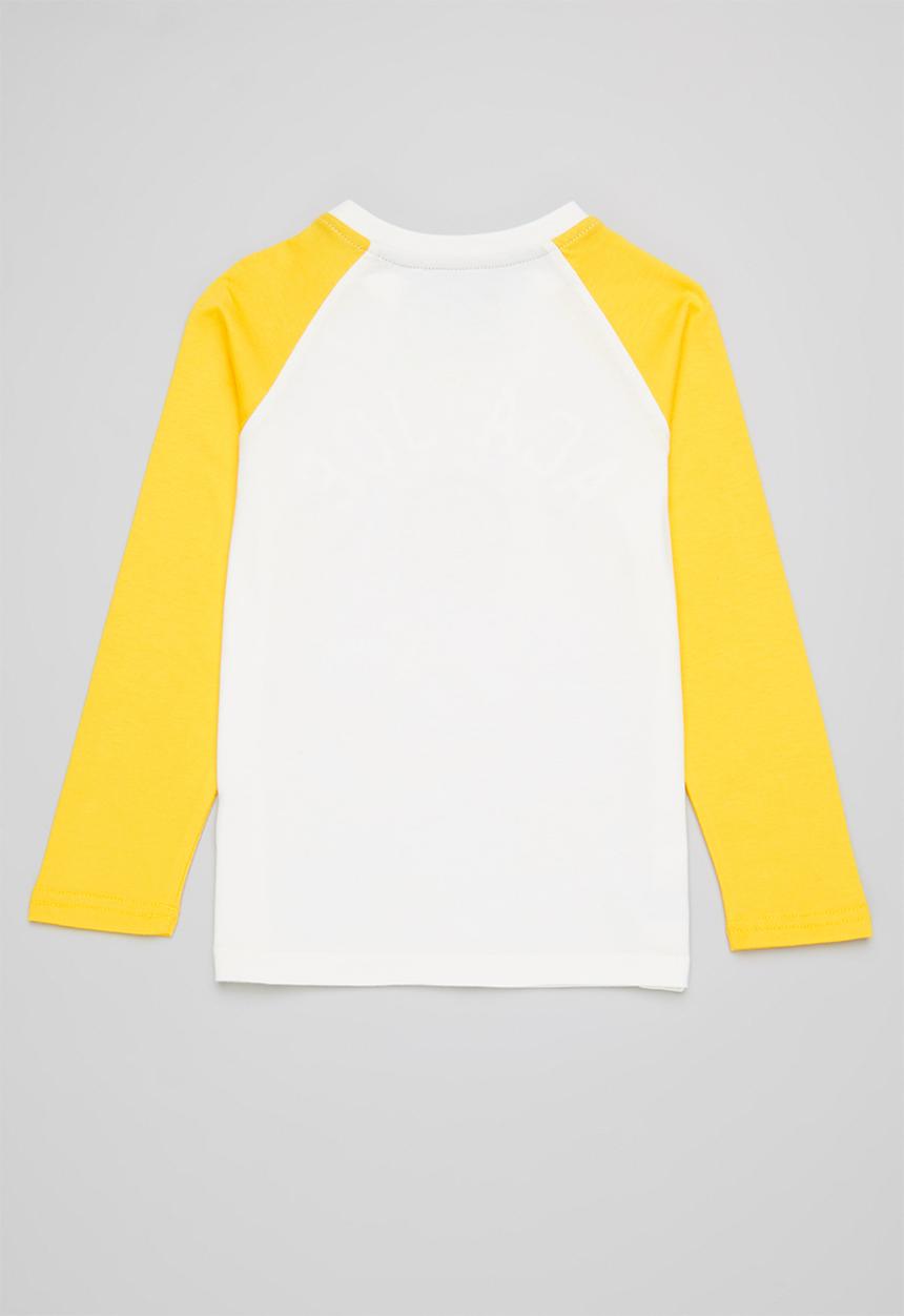 Aca Joe - Aca joe raglan flock tee - white & yellow