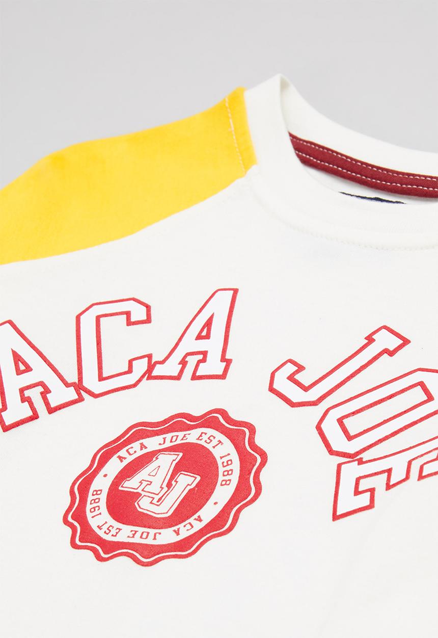Aca Joe - Aca joe raglan flock tee - white & yellow