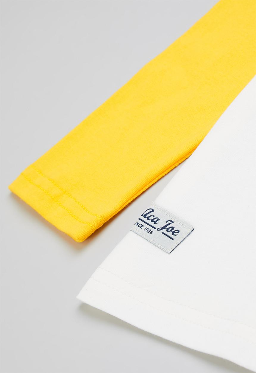 Aca Joe - Aca joe raglan flock tee - white & yellow