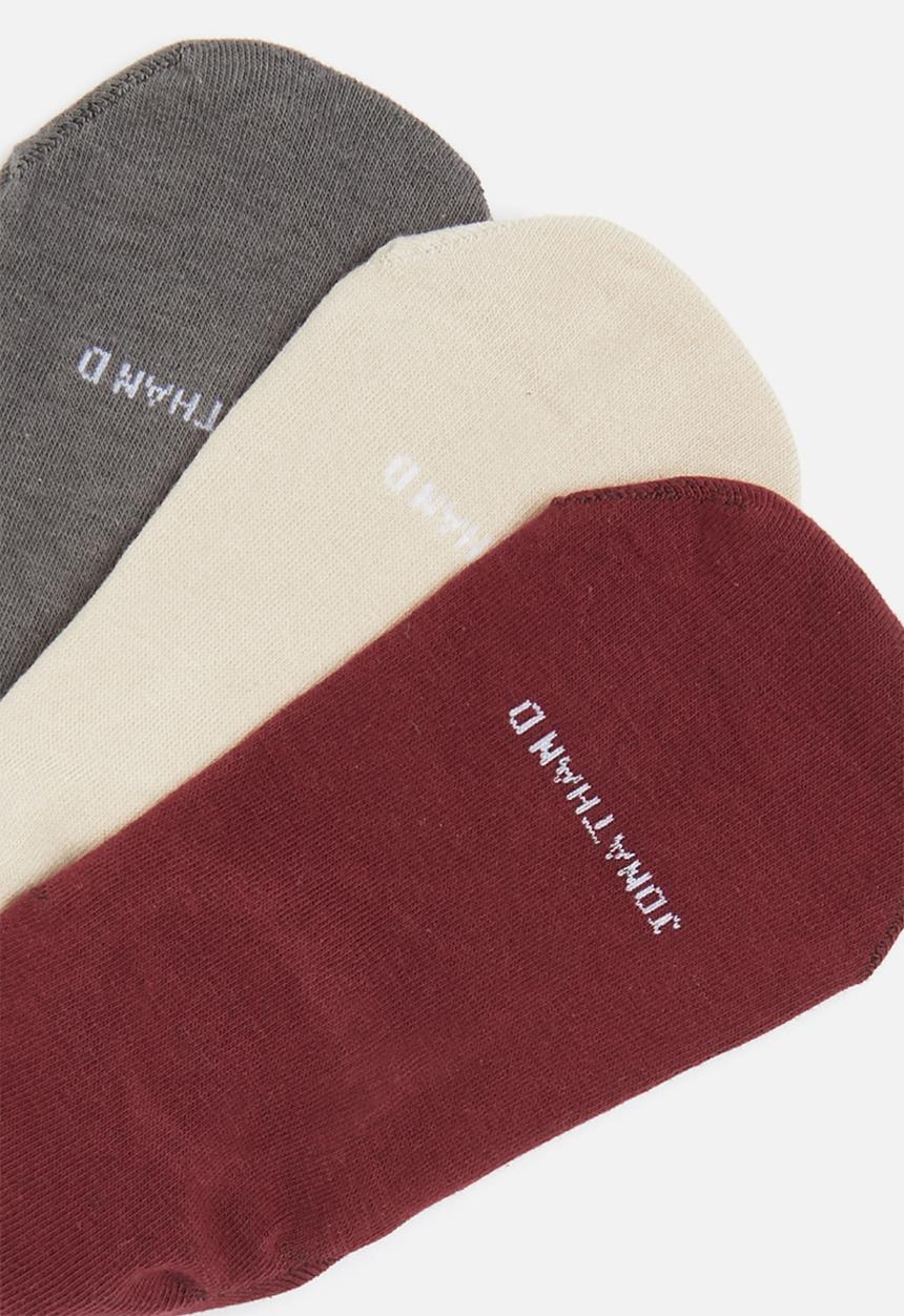Jonathan D - Men's 3 pack branded secret socks - burg, grey & beige