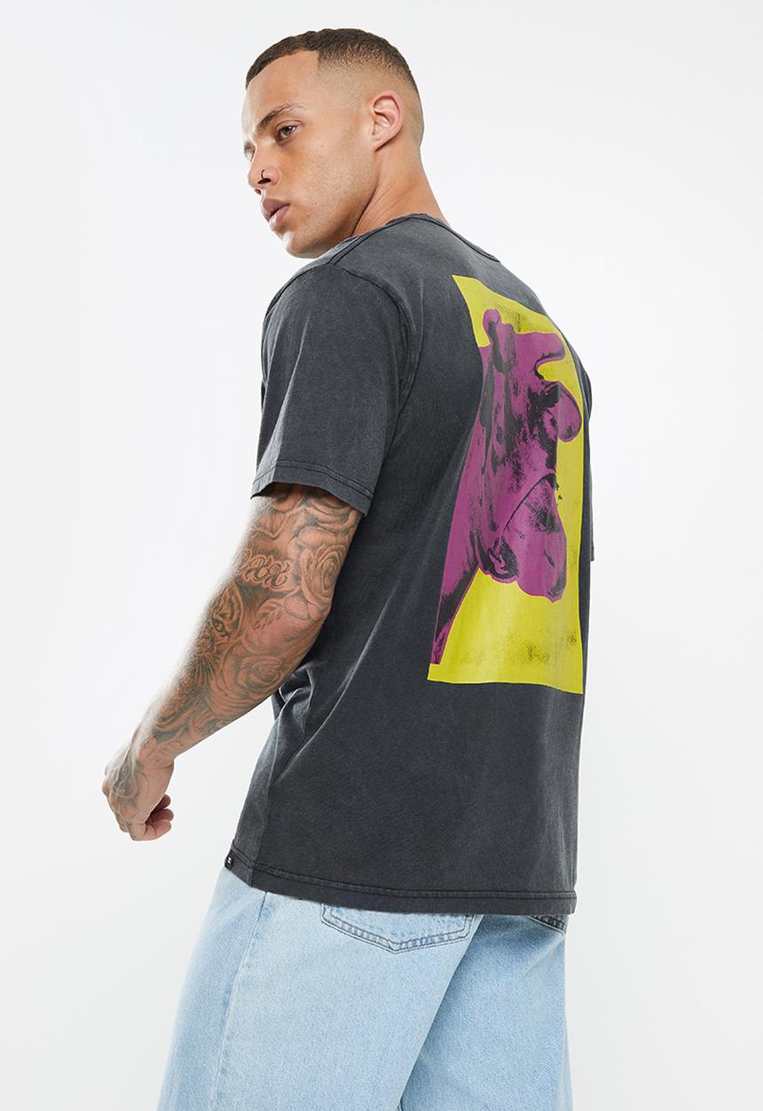 DC - Andy Warhol Cow Series Pocket T-Shirt  - Black acid