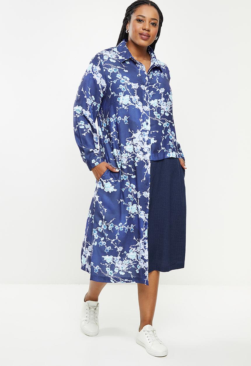 AMANDA LAIRD CHERRY - Plus sterkhorn dress - blue & white