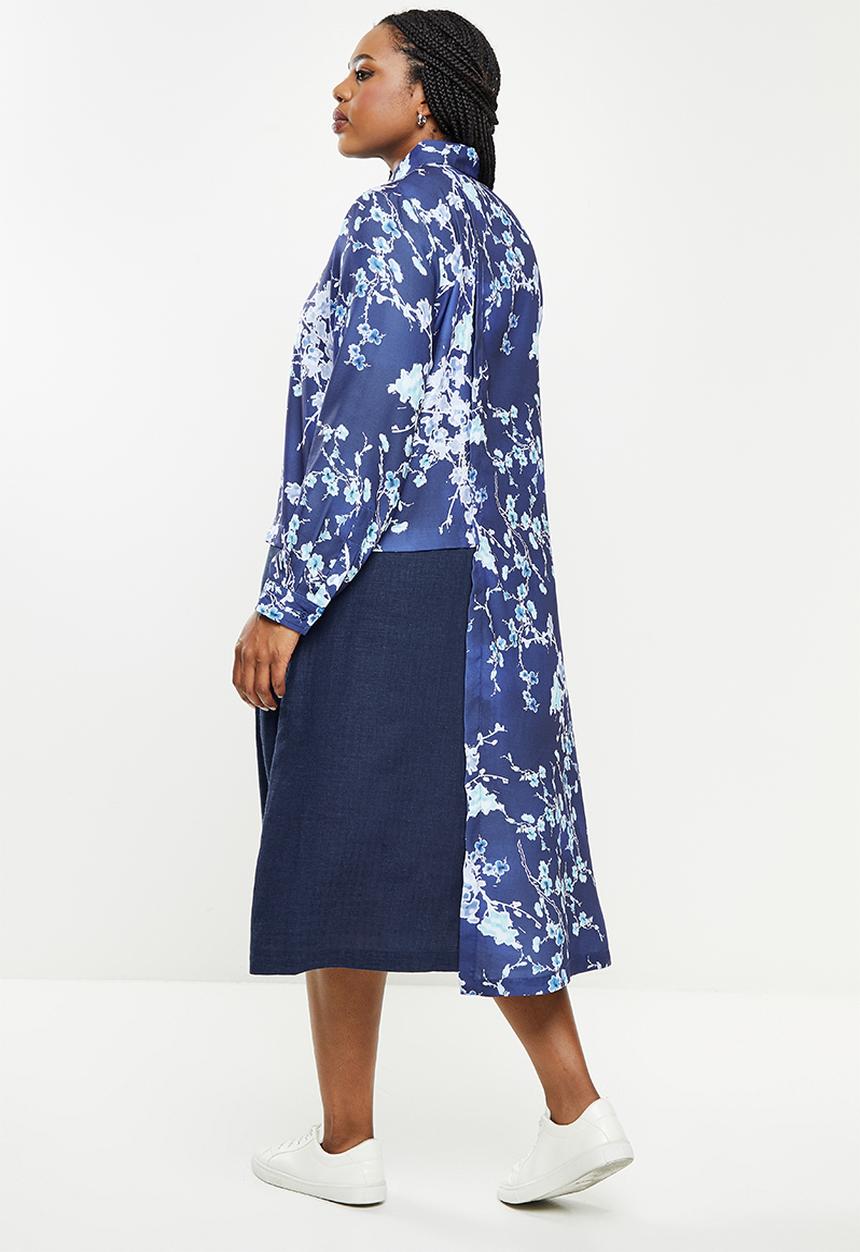 AMANDA LAIRD CHERRY - Plus sterkhorn dress - blue & white