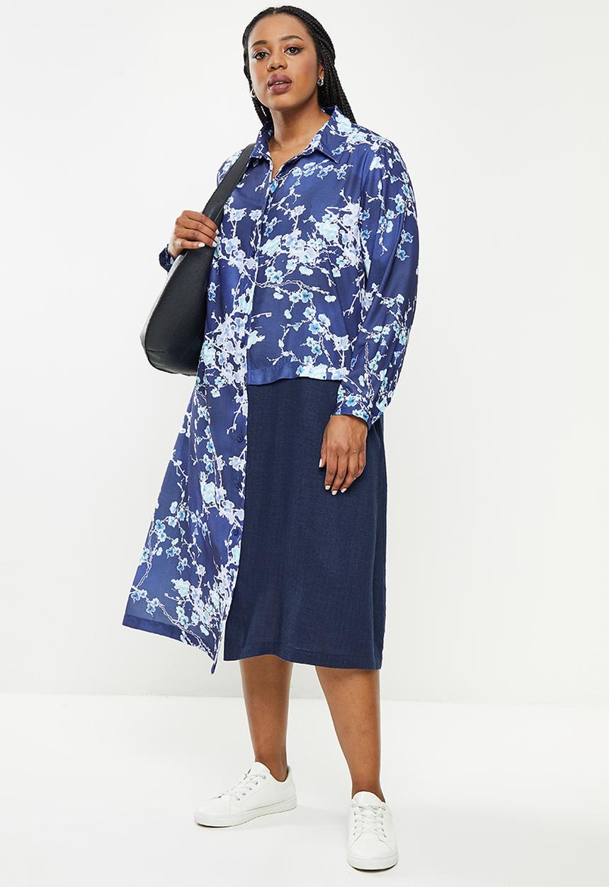 AMANDA LAIRD CHERRY - Plus sterkhorn dress - blue & white