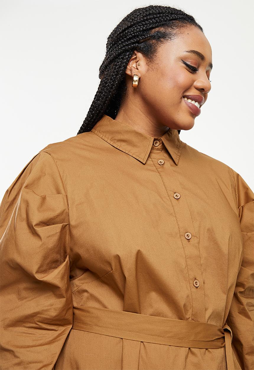 AMANDA LAIRD CHERRY - Plus formosa dress - tobacco poplin