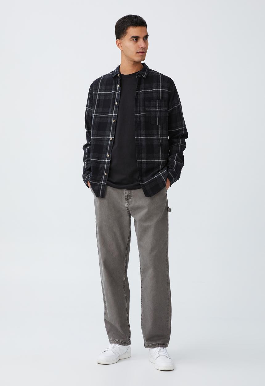 Cotton On - Camden long sleeve shirt - night 70s check