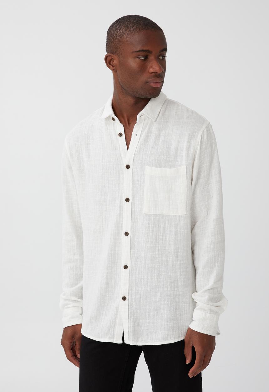 Cotton On - Camden long sleeve shirt - vintage white cheesecloth