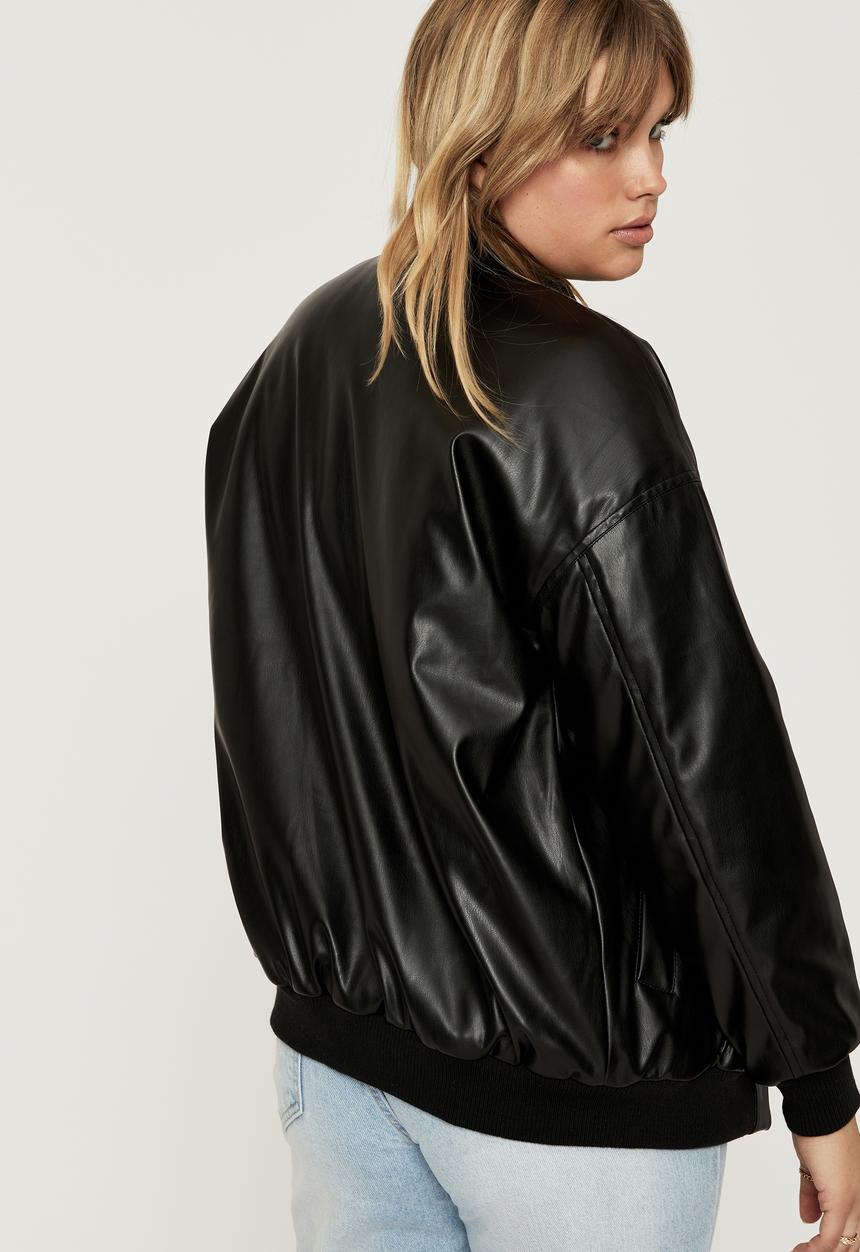 Supré  - Vegan leather classic bomber - black
