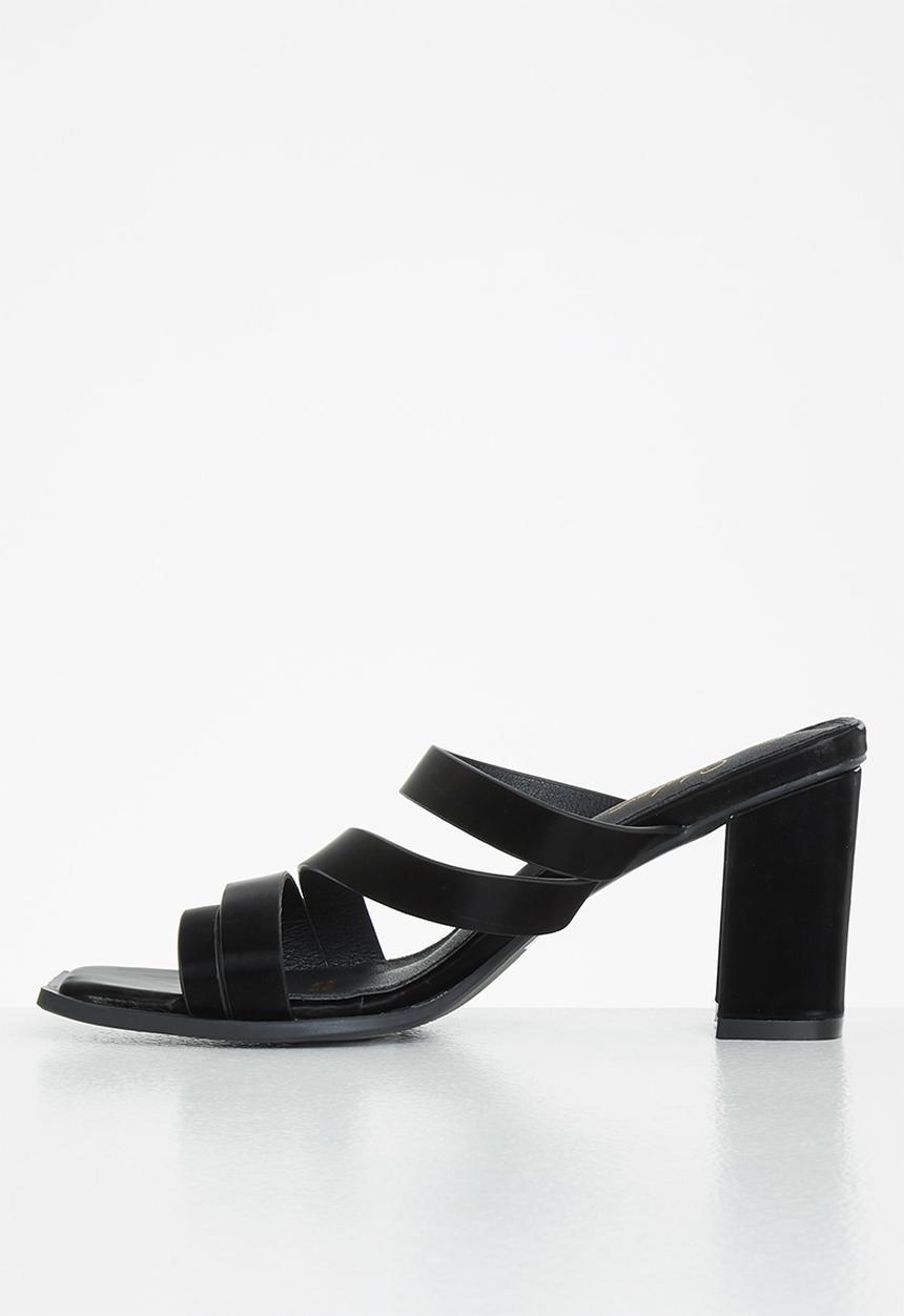 Seduction - Strappy square toe mule heel - black