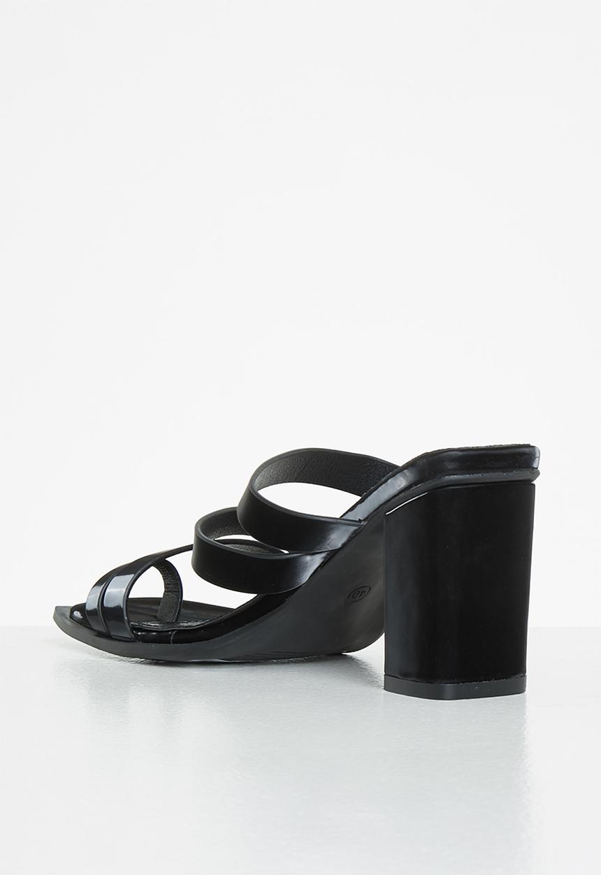 Seduction - Strappy square toe mule heel - black