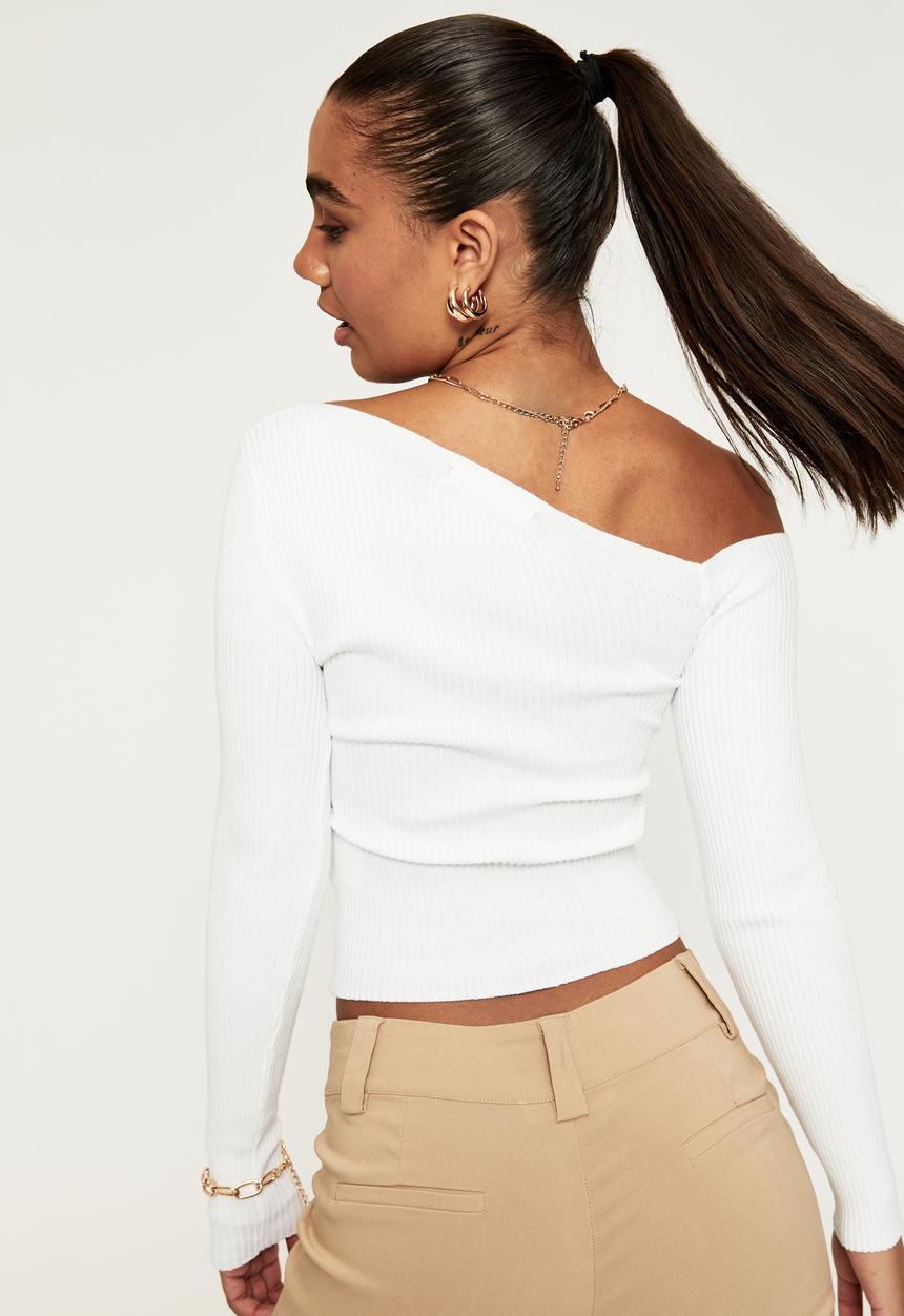Supré  - Eva off shoulder knit top - white