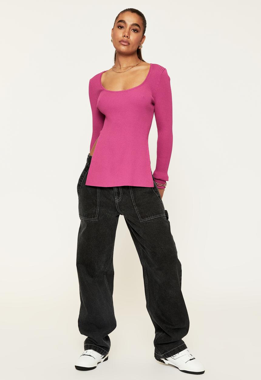 Supré  - Dani split hem knit top - magenta