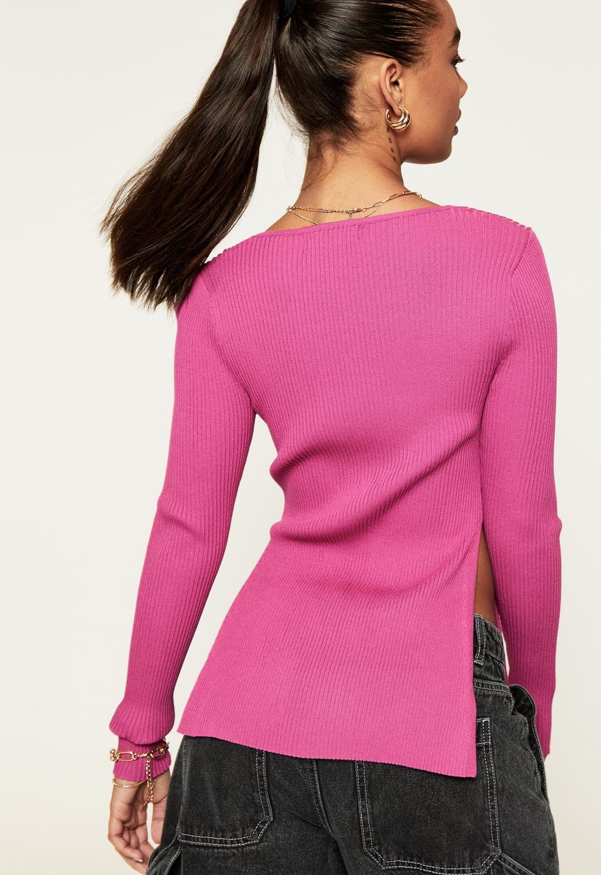 Supré  - Dani split hem knit top - magenta