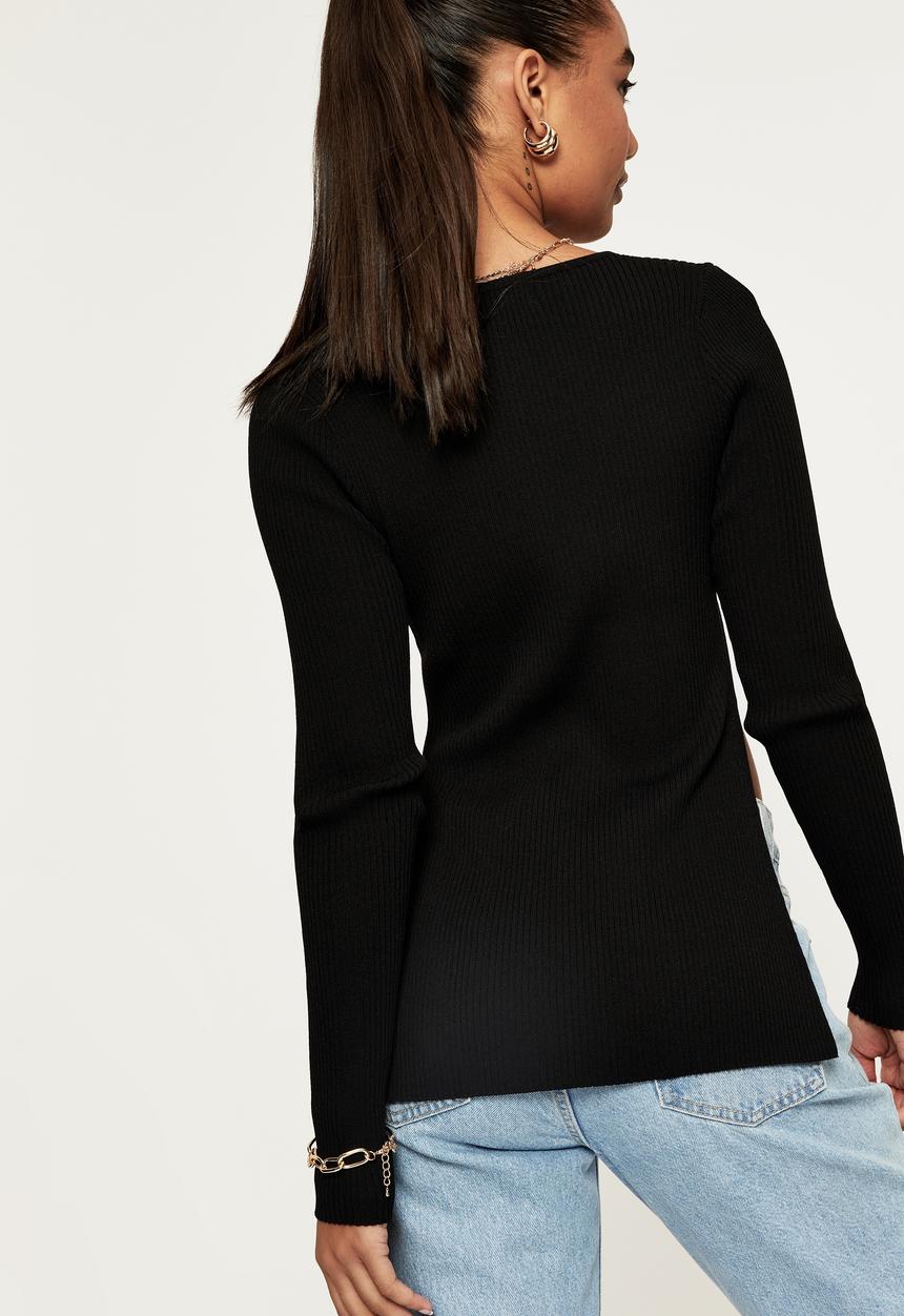 Supré  - Dani split hem knit top - black
