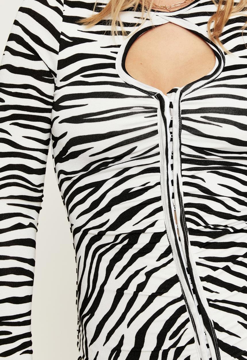 Supré  - Carmen long sleeve mini dress - dua zebra black